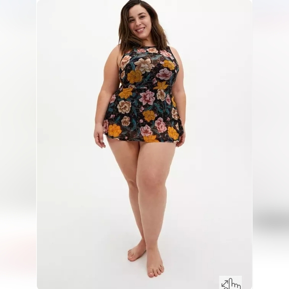 torrid Other - TORRID Underwire Short Mesh Overlay Swim Dress with Brief | Floral Print 00-M/L